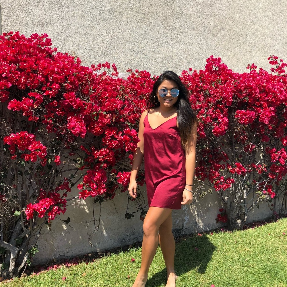 Elegant Burgundy Spaghetti Slip Dress